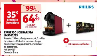 Auchan Philips espresso l'or barista lm9012/53 offre