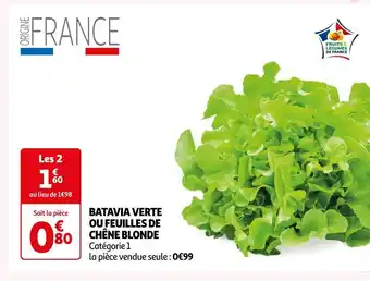 Auchan Batavia verte ou feuilles de chêne blonde offre