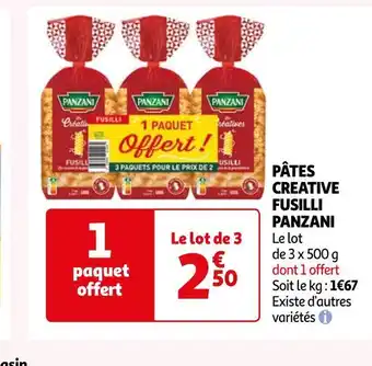 Auchan Panzani pâtes creative fusilli offre