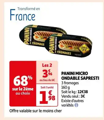 Auchan Sapresti panini micro ondable sapresti offre