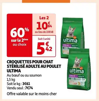 Auchan Ultima croquettes pour chat stérilisé adulte au poulet offre