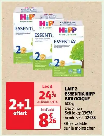 Auchan Hipp biologique lait 2 essentia offre