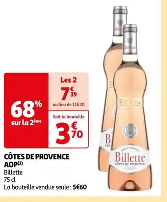Auchan Billette côtes de provence aop offre