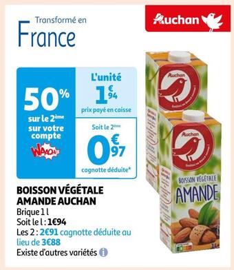 Auchan Auchan boisson végétale amande offre