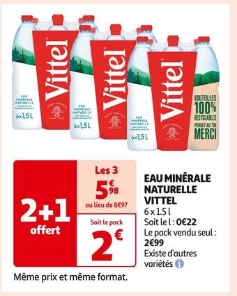 Auchan Supermarché Vittel eau minérale naturelle offre