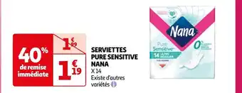 Auchan Nana serviettes pure sensitive offre