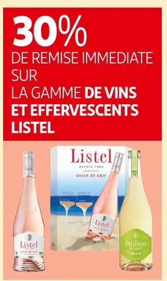 Listel 30% de remise immediate sur la gamme de vins et effervescents listel