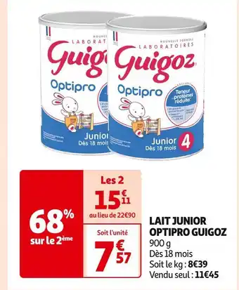 Auchan Supermarché Guigoz lait junior optipro offre