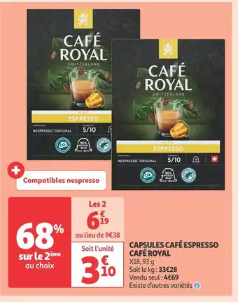 Auchan Supermarché Café royal capsules café espresso offre