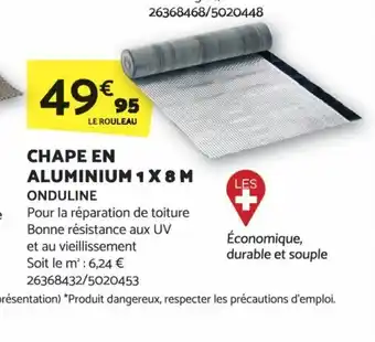 Bricomarché CHAPE EN ALUMINIUM 1X8M ONDULINE offre