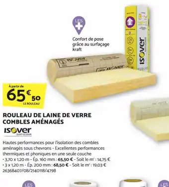 Bricomarché ROULEAU DE LAINE DE VERRE COMBLES AMÉNAGÉS offre