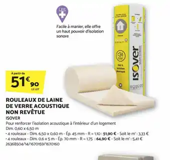 Bricomarché ROULEAUX DE LAINE DE VERRE ACOUSTIQUE offre