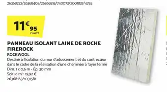 Bricomarché PANNEAU ISOLANT LAINE DE ROCHE offre