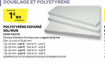 POLYSTYRÈNE EXPANSÉ SOL/MUR