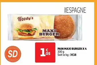 Auchan Pain maxi burger x 4 offre