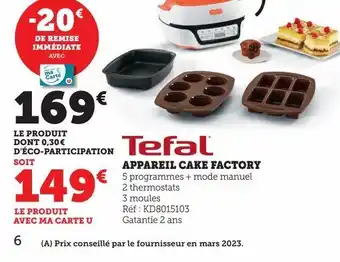 Appareil cake factory tefal