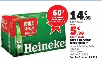 Super U Biere blonde heineken 5° offre