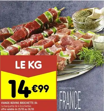 Leader Price Viande bovine brochette x4 offre