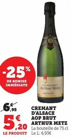 Cremant d'alsace aop brut arthur metz