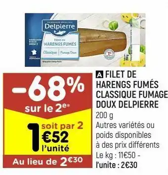 Filet de harengs fumés classique fumage doux delpierre