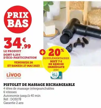 Hyper U Pistolet de massage rechargeable offre