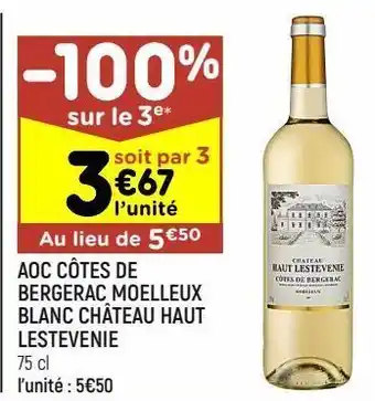 Aoc cĂŽtes de bergerac moelleux blanc chateau haut lestevenie