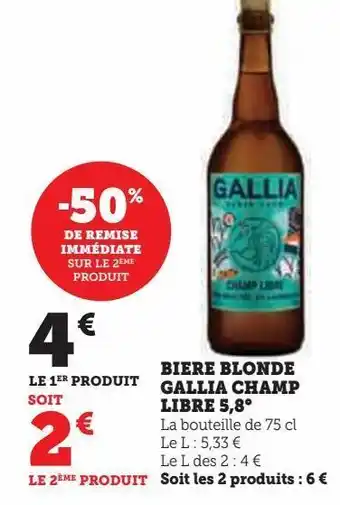 Biere blonde gallia champ libre 5,8°