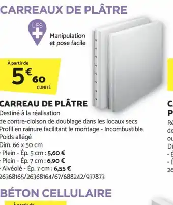 Bricomarché CARREAUX DE PLÂTRE offre