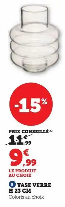 Hyper U Vase verre h 23 cm offre