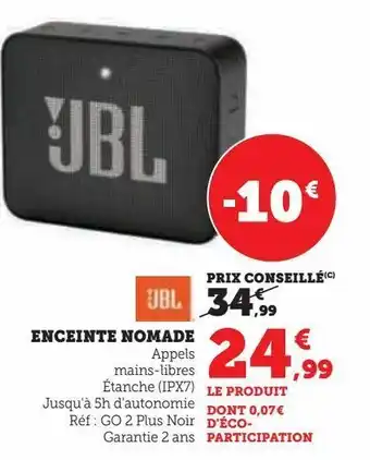 Hyper U Enceinte nomade offre
