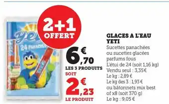 Glaces a l'eau yeti
