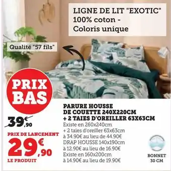 Hyper U Parure housse de couette 240x220cm + 2 taies d'oreiller 63x63cm offre