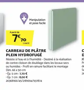 Bricomarché CARREAU DE PLÂTRE PLEIN HYDROFUGÉ offre