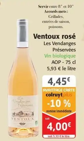 Colruyt Ventoux rosé les vendanges préservées offre