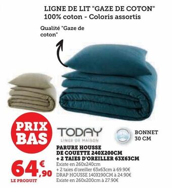 Hyper U Parure housse de couette 240x200cm + 2 taies d'oreiller 63x63cm offre