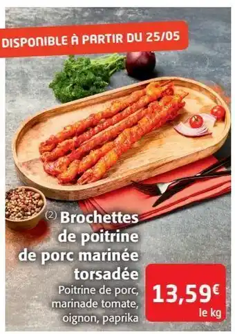 Colruyt Brochettes de poitrine de porc marinée torsadée offre