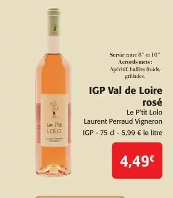 Colruyt Igp val de loire rosé le p'tit lolo offre