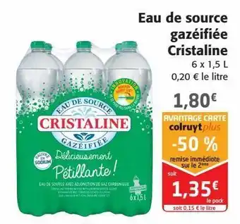 Colruyt Eau de source gazéifiée cristaline offre