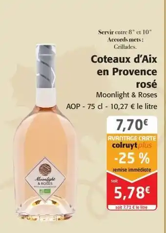 Colruyt Coteaux d’aix en provence rosé moonlight & roses offre