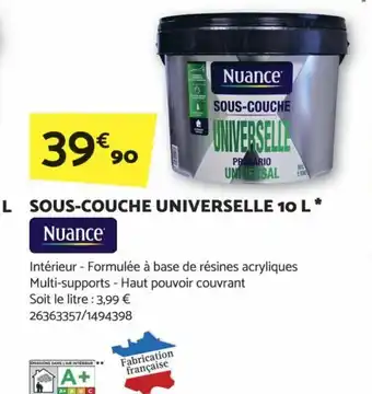 Bricomarché SOUS-COUCHE PLAQUE DE PLÂTRE 10 L SOUS-COUCHE UNIVERSELLE 10 L * offre