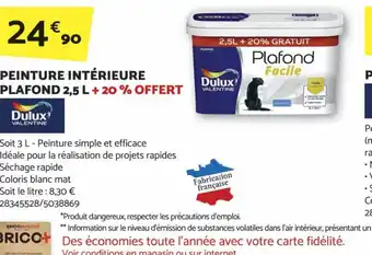 Bricomarché PEINTURE INTÉRIEURE PLAFOND 2,5 L + 20% OFFERT offre