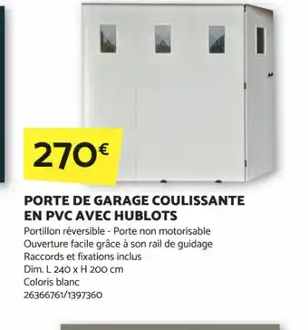 PORTE DE GARAGE COULISSANTE EN PVC AVEC HUBLOTS