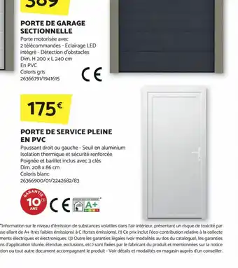 Bricomarché PORTE DE SERVICE PLEINE EN PVC offre