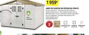 Bricomarché ABRI DE JARDIN EN RÉSINE BI-PENTE offre