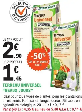 E.Leclerc Jardi TERREAU UNIVERSEL "BEAUX JOURS" offre