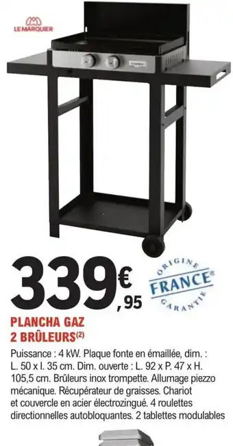 E.Leclerc Jardi PLANCHA GAZ 2 BRÛLEURS (2) offre