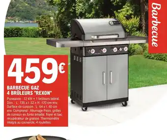 E.Leclerc Jardi BARBECUE GAZ 4 BRÛLEURS "REXON" offre