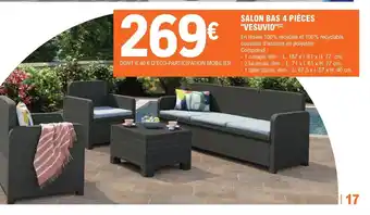 E.Leclerc Jardi SALON BAS 4 PIÈCES "VESUVIO"(²) offre