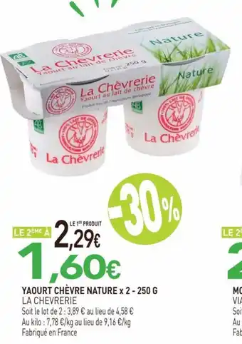 naturéO YAOURT CHÈVRE NATURE x 2 - 250 G offre