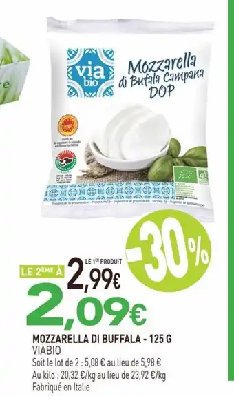 naturéO MOZZARELLA DI BUFFALA - 125 G VIABIO offre